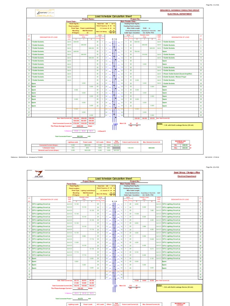 Load Schedule Calculation Overview | PDF | Insulator (Electricity ...