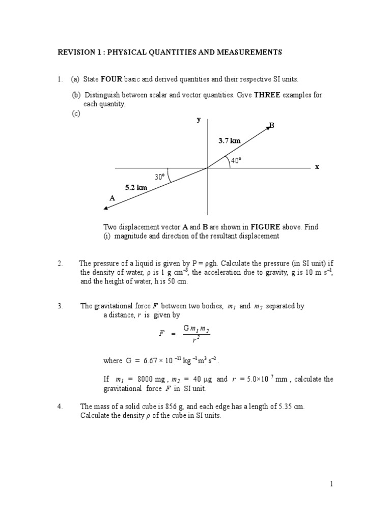 Revision 1: Physical Quantities and Measurements: R M M F | PDF