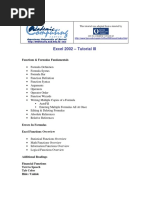 Excel III 2002 Tutorial