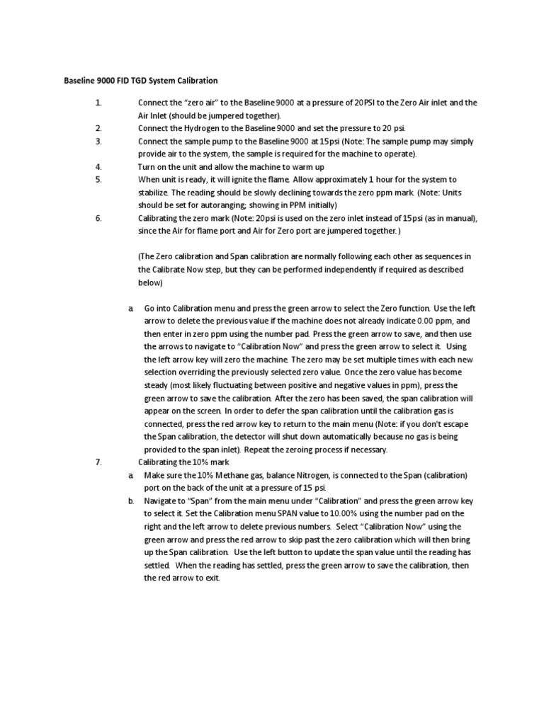 FID Calibration Procedure for Baseline 9000 | PDF | Calibration | Nature