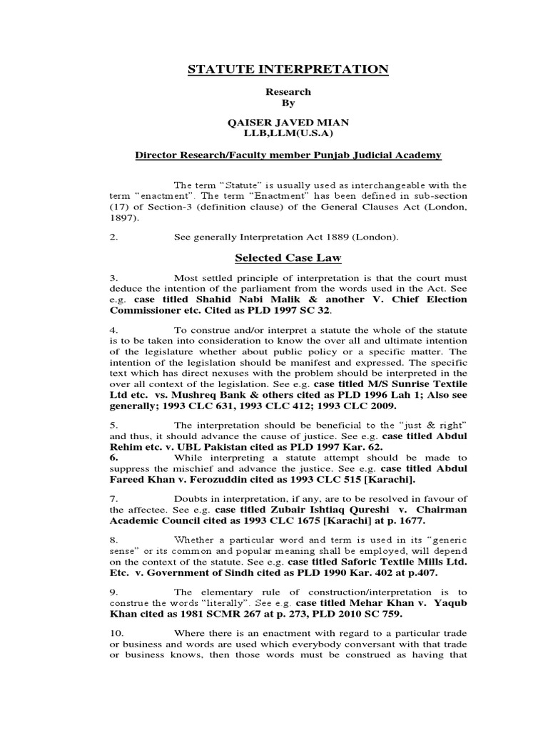 Understanding Statute Interpretation | PDF | Statutory Interpretation ...