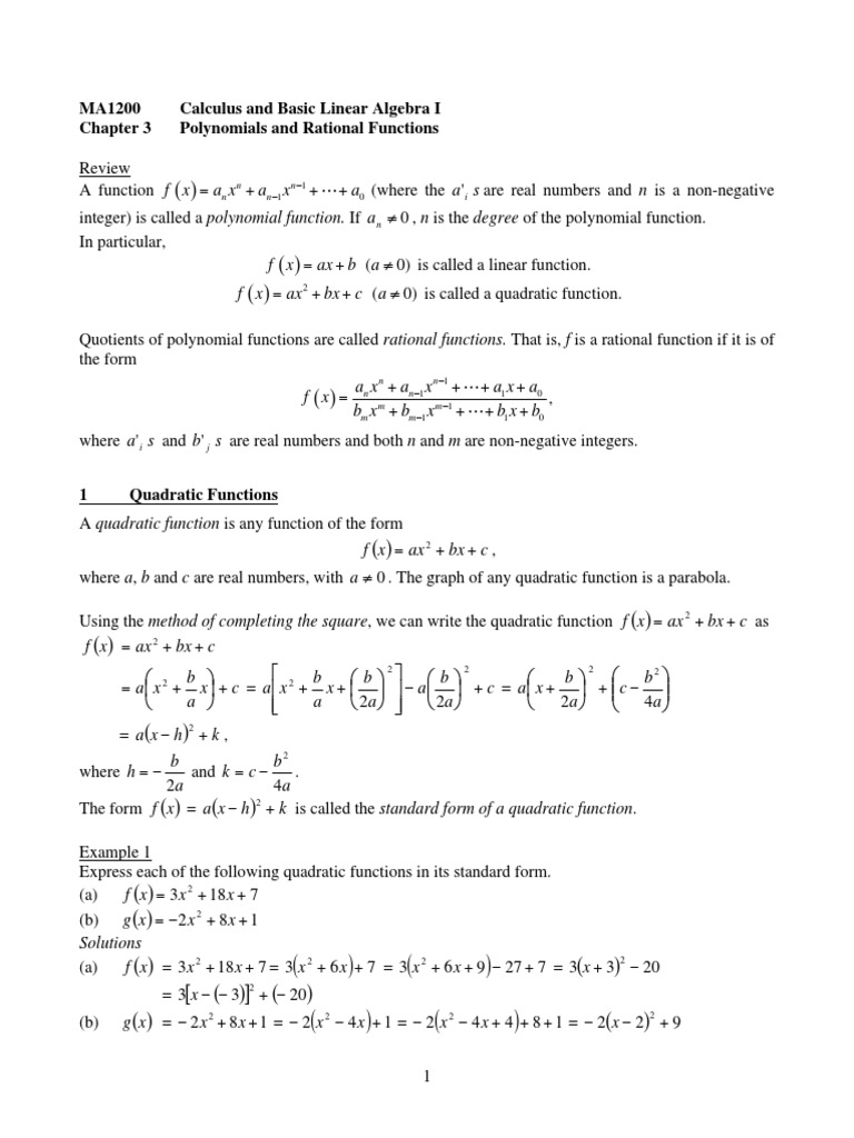 MA1200 Chapter 3 Polynomials and Rational Functions | PDF | Division ...