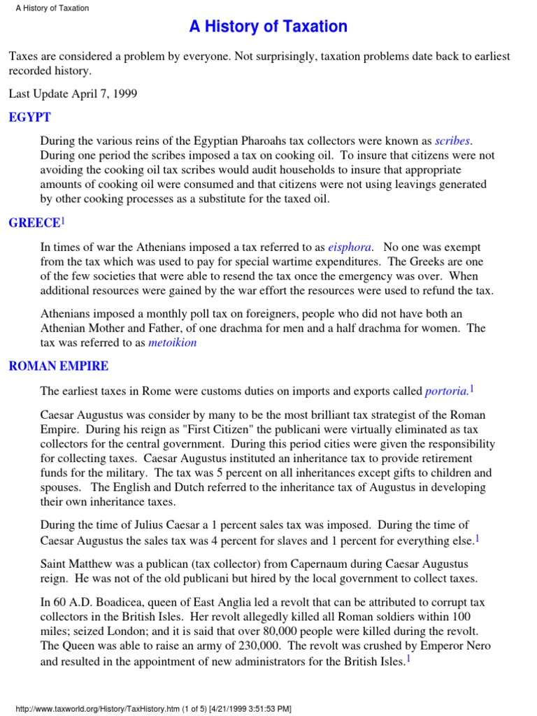 A History of Taxation: Scribes | PDF | Income Tax | Taxes