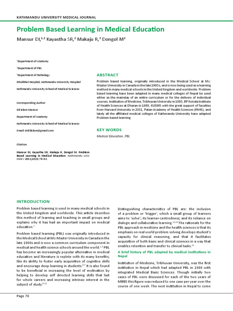 Exploring Problem-Based Learning in Medical Education: An Overview of ...