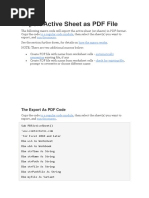 Export Active Sheet As PDF File: To A Regular Code Module Run The Macro How The Macro Works