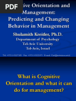 Cognitive Orientation and Management: Predicting and Changing Behavior in Management