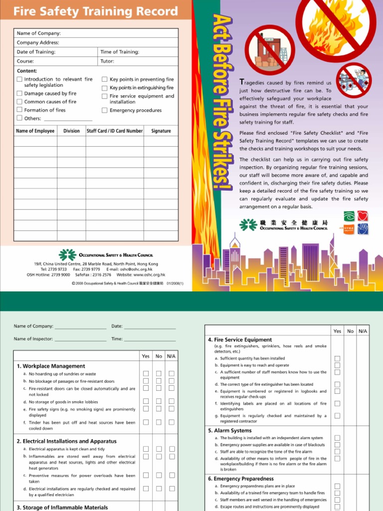 Safety Training Log Template PDF