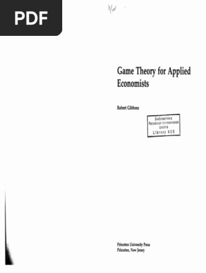 Game Theory For Applied Economists PDF | PDF
