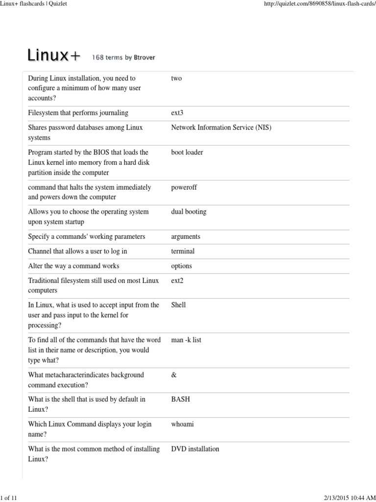 Linux Flashcards Quizlet File System Computer File