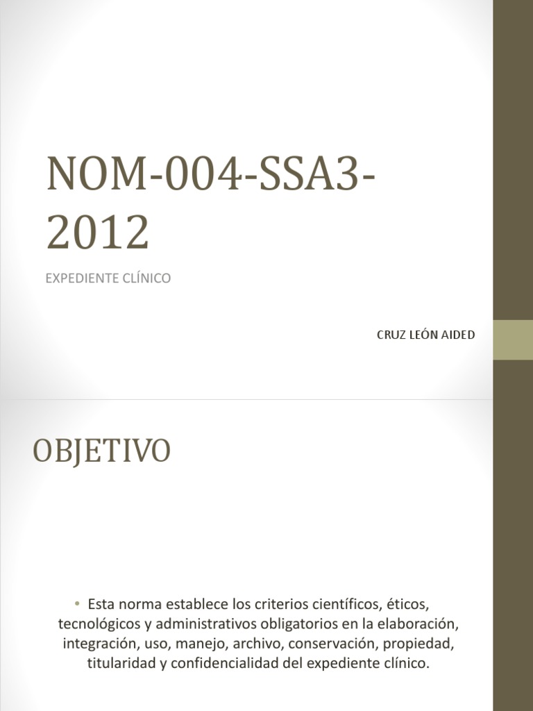 Nom 004 Ssa3 2012 | PDF | Cuidado de la salud | Consentimiento informado