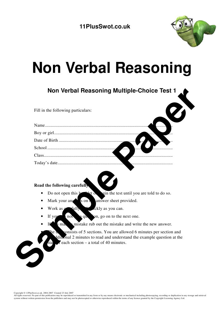 Non Verbal Reasoning: Sample Paper | PDF | Freedom Of Expression Law ...