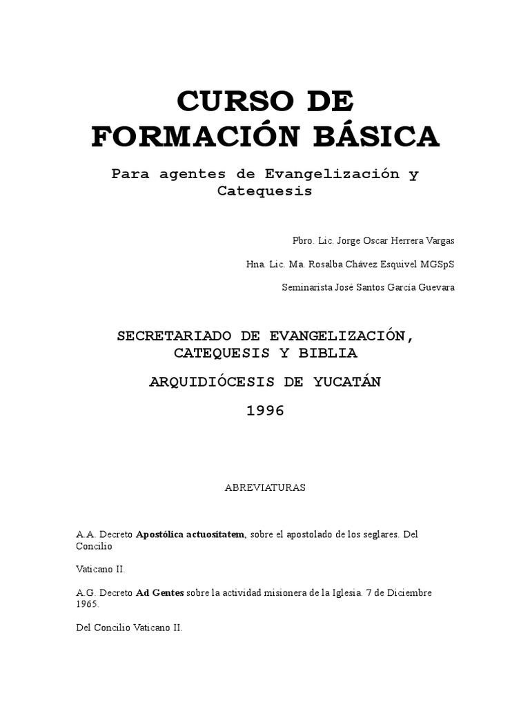 Curso de Formación Básica para Catequistas | PDF | Cristo (título ...
