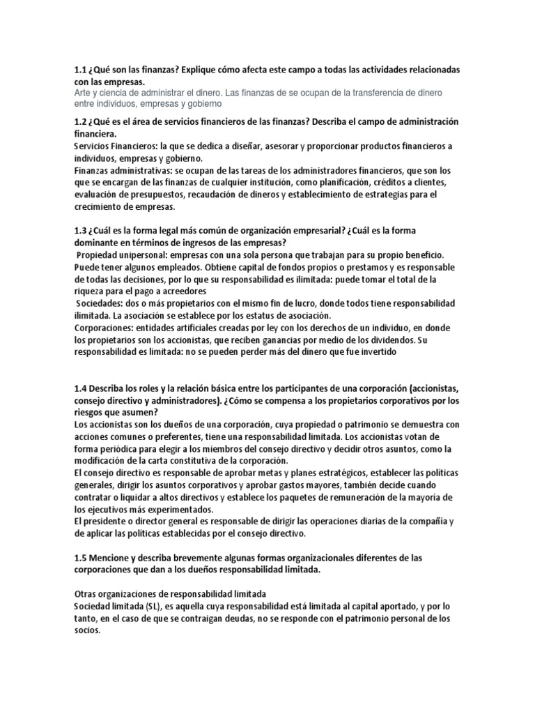Fundamentos de Finanzas y Administración | PDF | Corporaciones ...