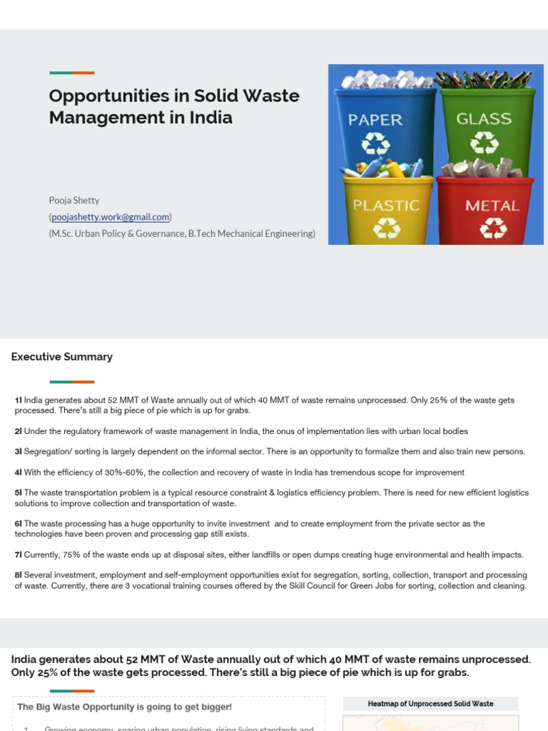 Solid Waste Management Opportunities in India | PDF | Waste Management ...