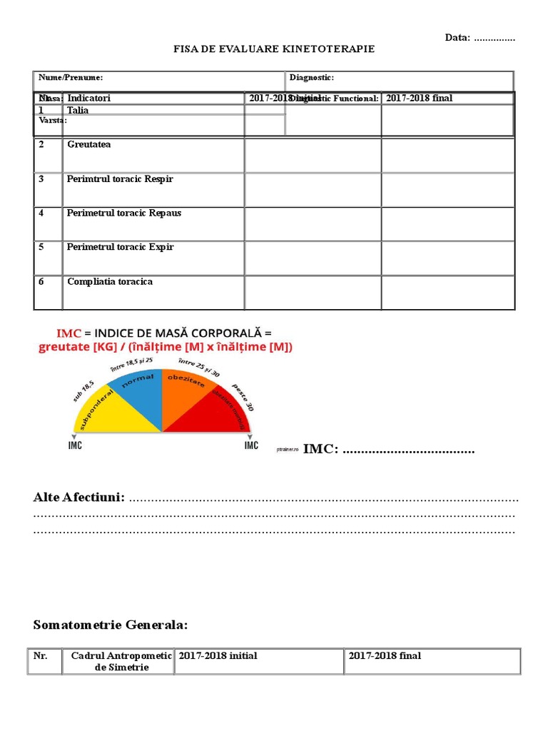 Fisa Evaluare Kinetoterapie 2017