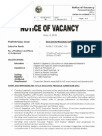 Notice of Vacancy EPS SG22