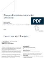 Resumes For Industry Scientist Job Applications
