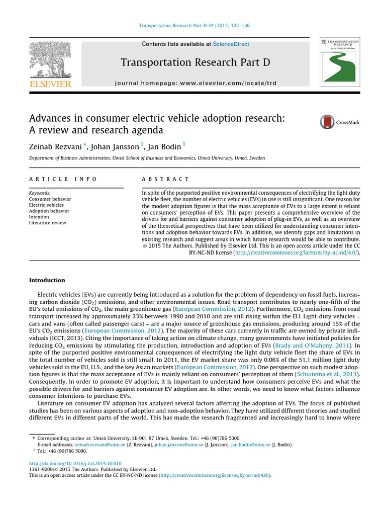 Consumer Adoption of Electric Vehicles | PDF | Plug In Hybrid ...