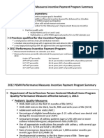 PCMH Performance Measures Incentive Payment Program Summary: Program Goals and Parameters