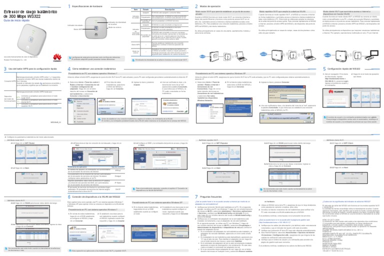 HUAWEI WS322 Repeater Guia de Inicio Rapido 01 Mexico Español PDF