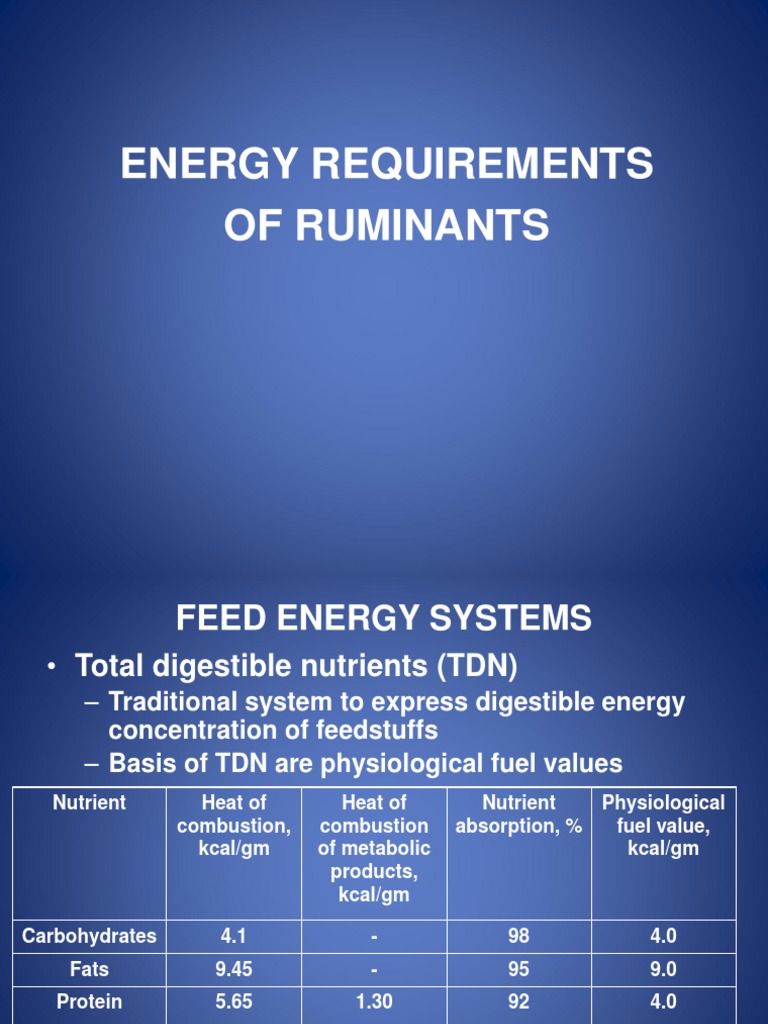 Energy Requirements of Ruminants (2012) | PDF | Calorie | Dairy Cattle