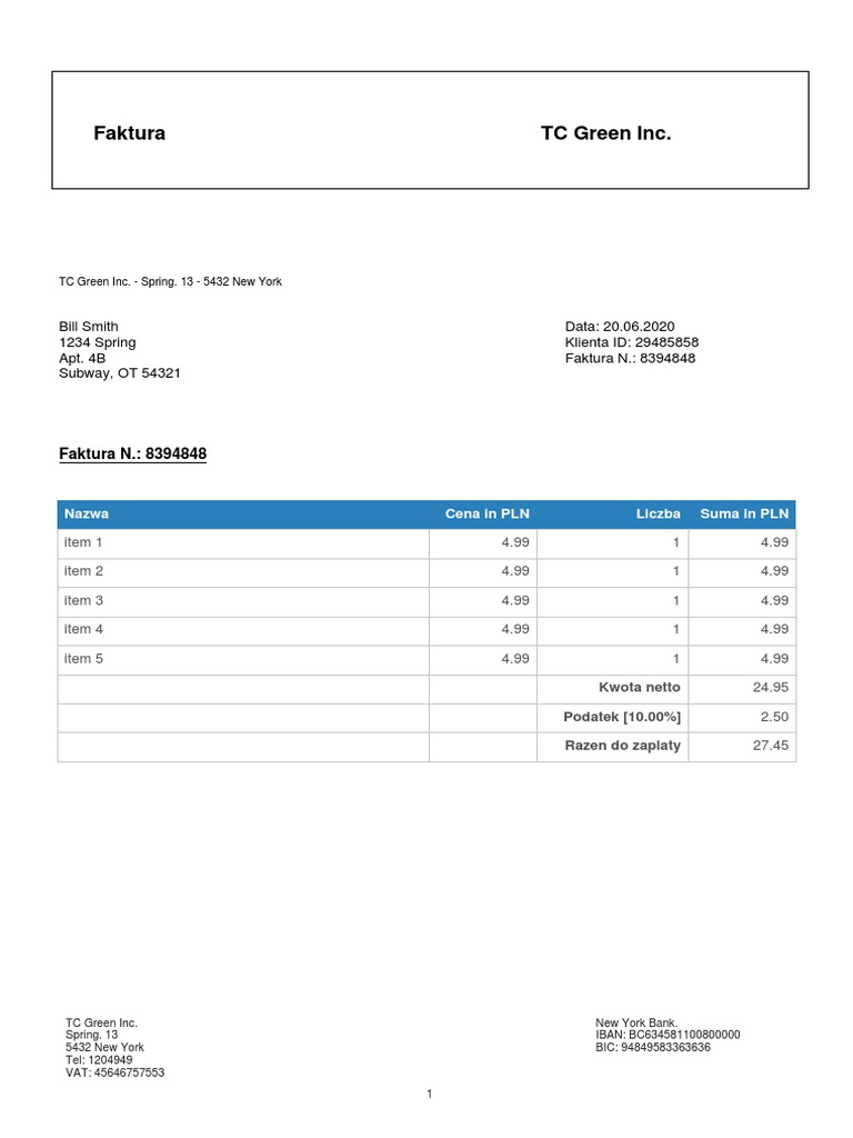 Faktura Template | PDF