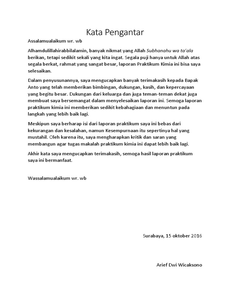 Kata Pengantar Laporan Praktikum