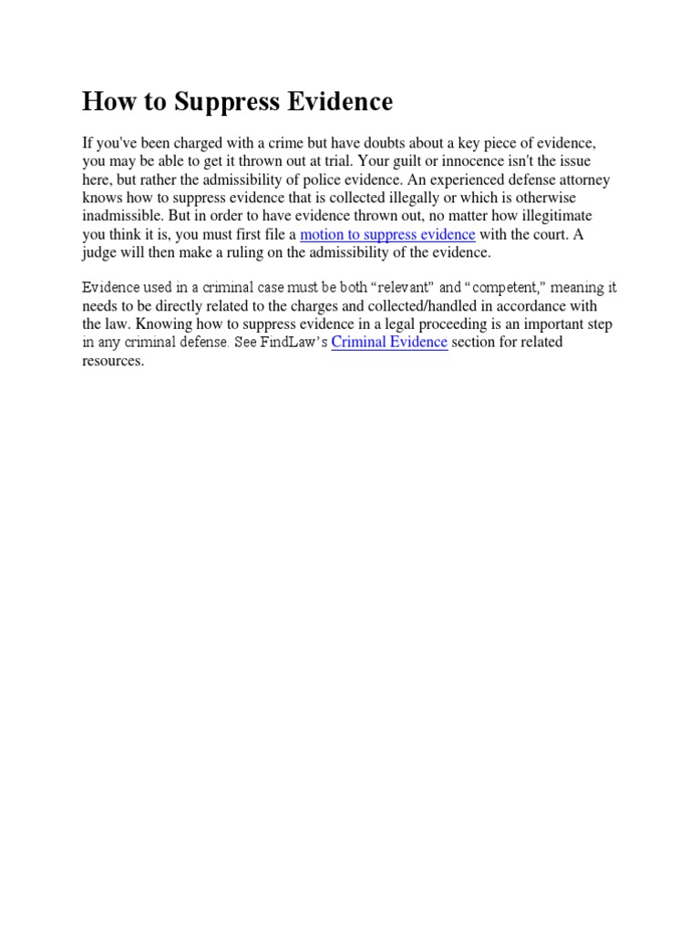 Motion To Suppress Evidence PDF