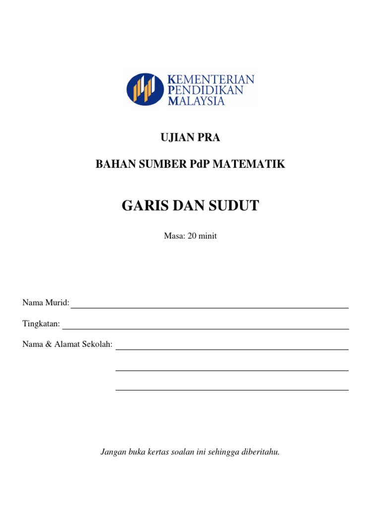 M18 Garis Dan Sudut Ujian Pra Pdf