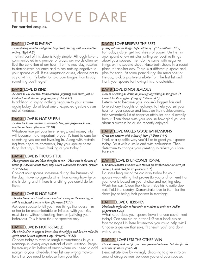 40-day love dare challenge guide | pdf | forgiveness | grace in