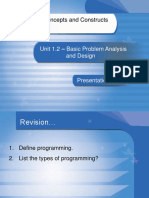 Programming Concepts and Constructs (C Language) : Unit 1.2 - Basic Problem Analysis and Design