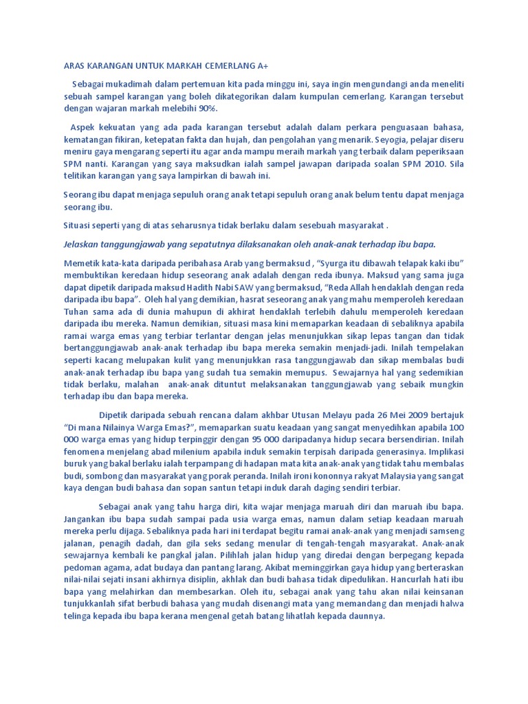 Aras Karangan Untuk Markah Cemerlang A Pdf