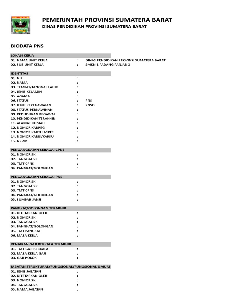 Biodata PNS Dewi Anggreni, S.Pd | PDF