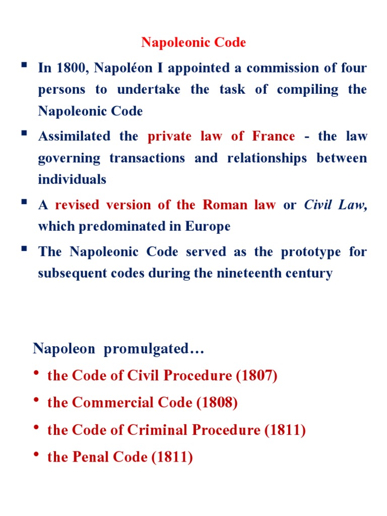 In 1800, Napoléon I Appointed A Commission of Four Assimilated The A ...