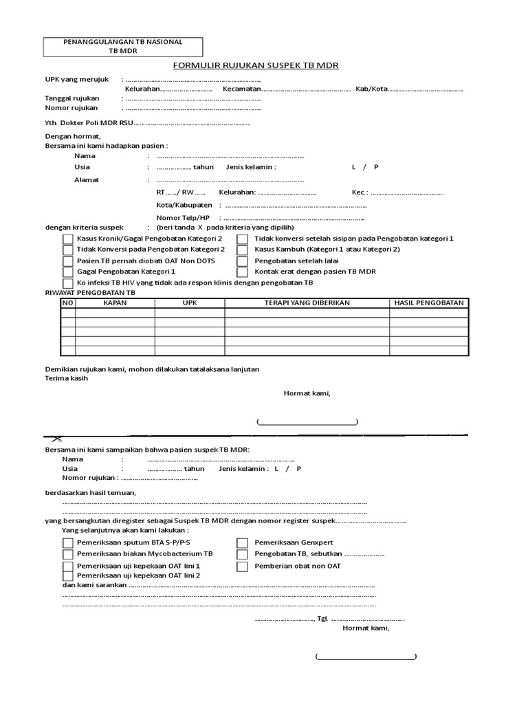 Rujukan Pasien Suspek TB MDR | PDF