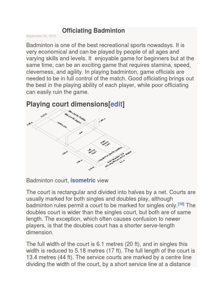 Officiating Badminton PDF Sports Athletic Sports