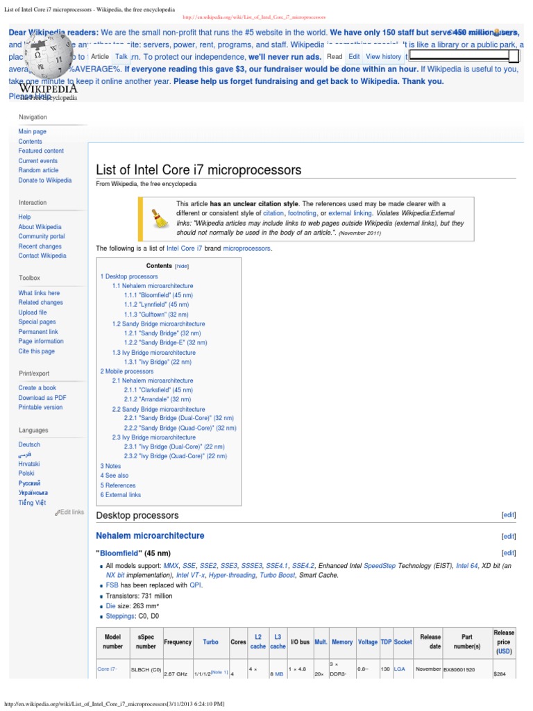 List of intel core i7 microprocessors wikipedia wikipedia