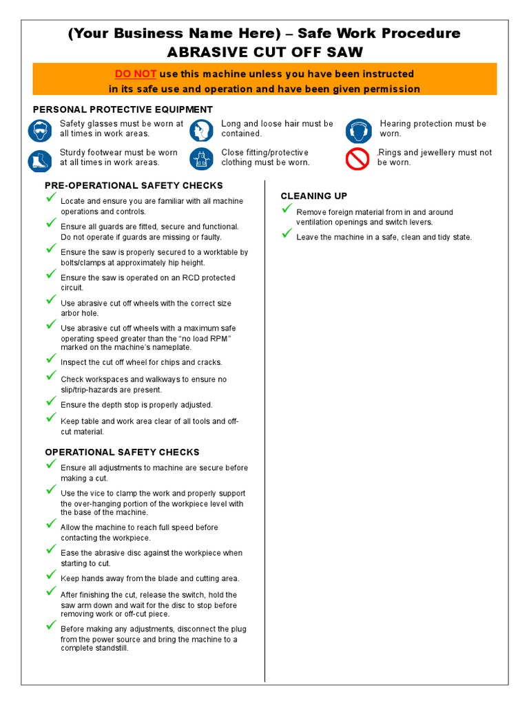 Abrasive Cut-Off Saw Safety Procedures | PDF | Abrasive | Industrial ...