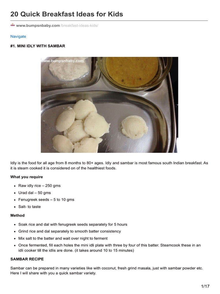 20 Breakfast Recipes PDF Chutney Indian Cuisine