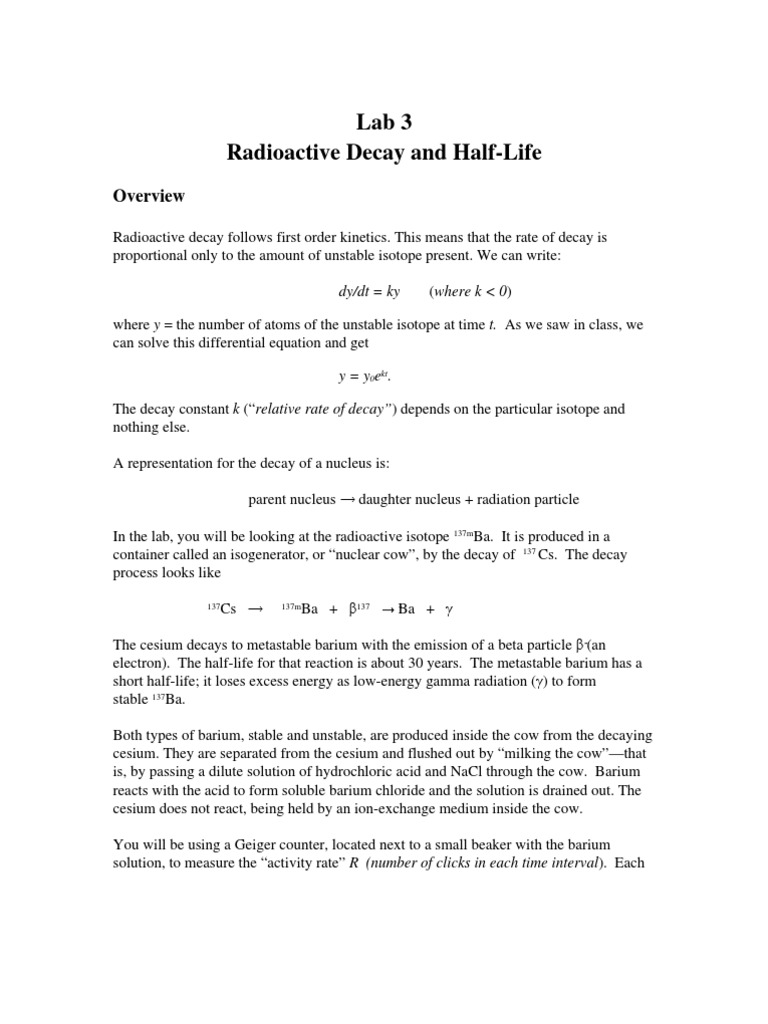 132 Lab 3 Radioactive Decay Errors And Residuals