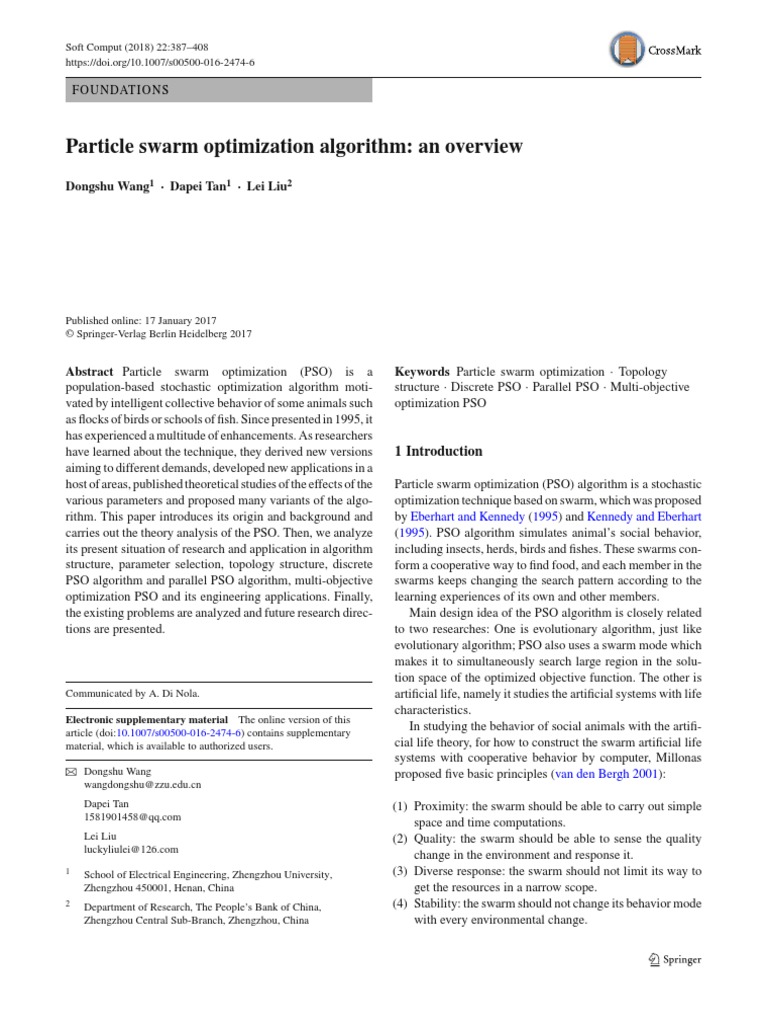 Particle Swarm Optimization Algorithm-An Overview | PDF | Mathematical ...