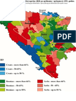 Etnička Karta / Mapa Bosne I Hercegovine (BiH) Po Opštinama / Općinama Iz 1991. Godine.