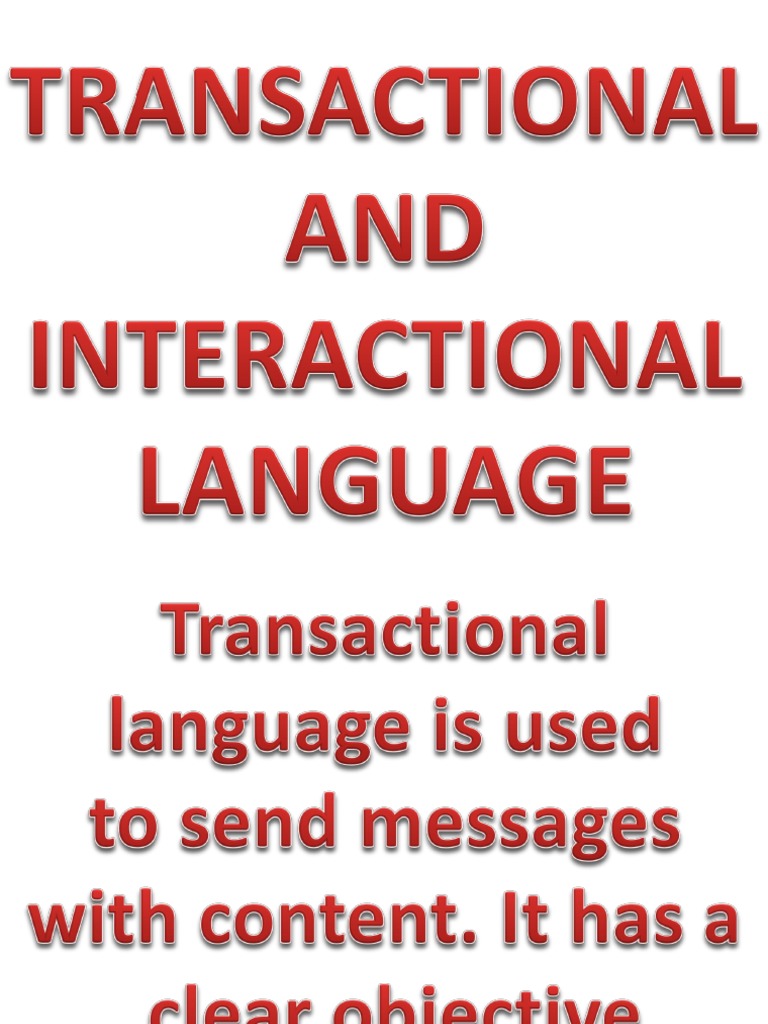 Transactional and Interactional Language PDF