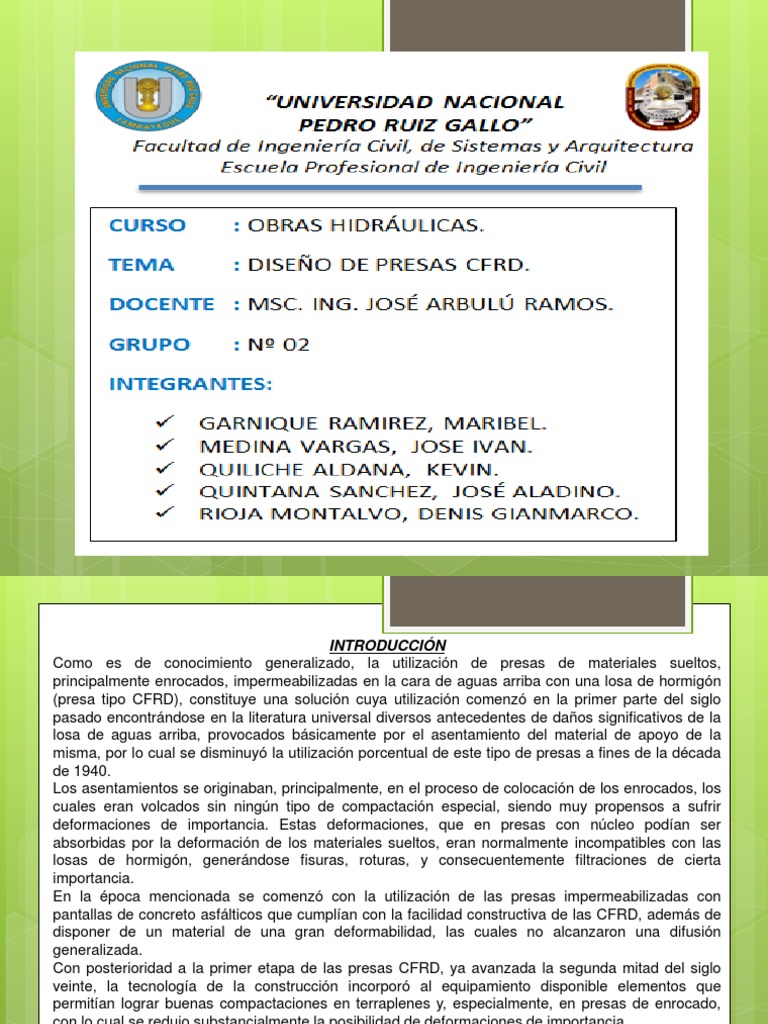 Presas CFRD: Diseño y Construcción | PDF | Represa | Hormigón