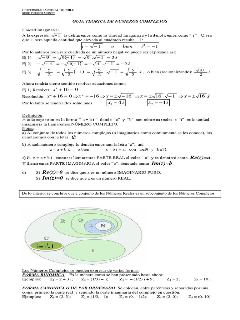 Guia 2 Complejos Numero Complejo Sistema De Coordenadas