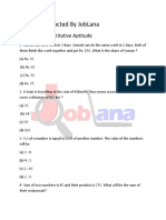Joblana Test (JL Test) Quant Section Sample Paper