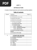 UNIT-1: A Study On Brand Awareness and Customer Purchase Pattern