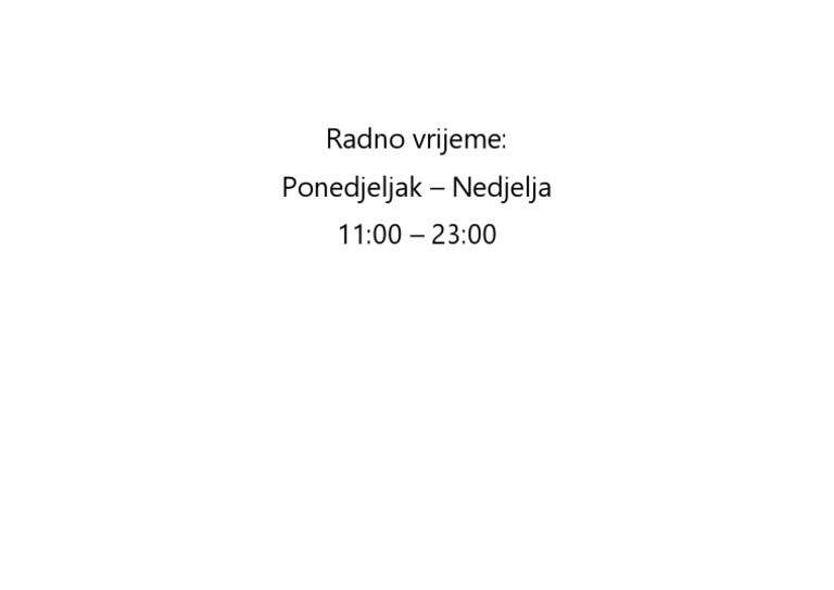 Radno Vrijeme Template PDF