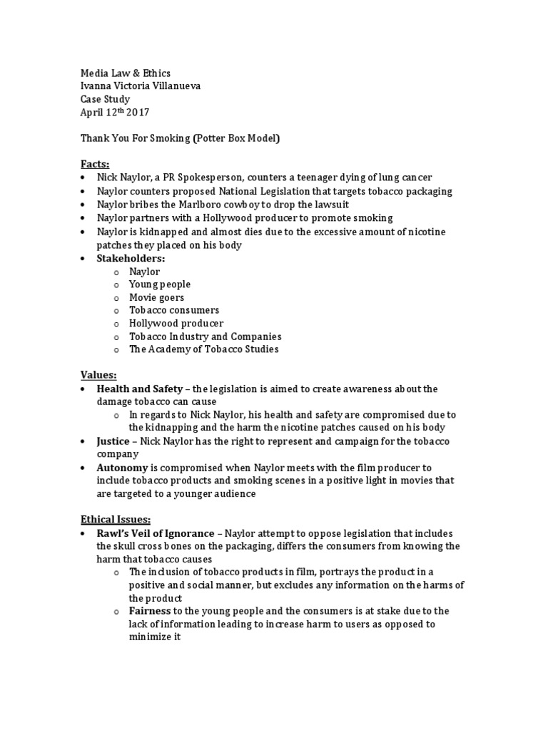 ethical issues in tobacco industry Ethics of Tobacco in 