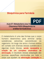 AULA 7 Enzima P450 Metabolismo Dos Fármacos